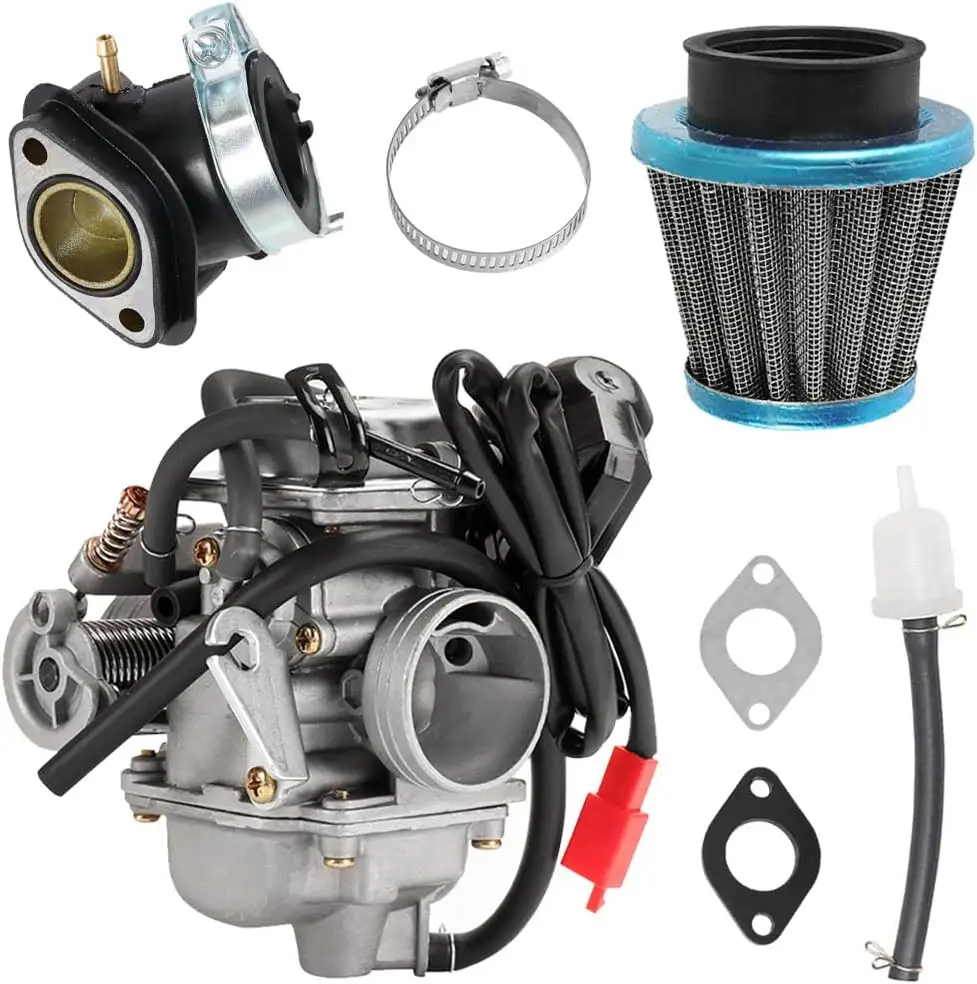 Carburador PD24J de 24 mm, kit de carburador para motores GY6 de 125 cc y 150 cc de 4 tiempos, con estrangulador eléctrico, para motocicletas, scooters y ciclomotores 157QMJ, 157QMI, 152QM
