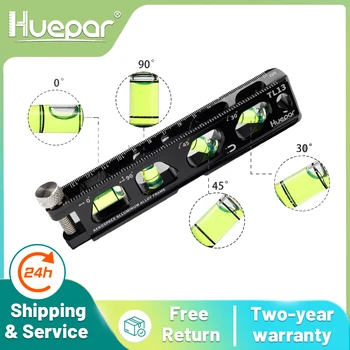 Huepar TL13 Magnetic Inclinometer 4 Bubbles Spirit Level Measuring Tool Standard Metric Rulers Horizon Vertical Laser Level Rule