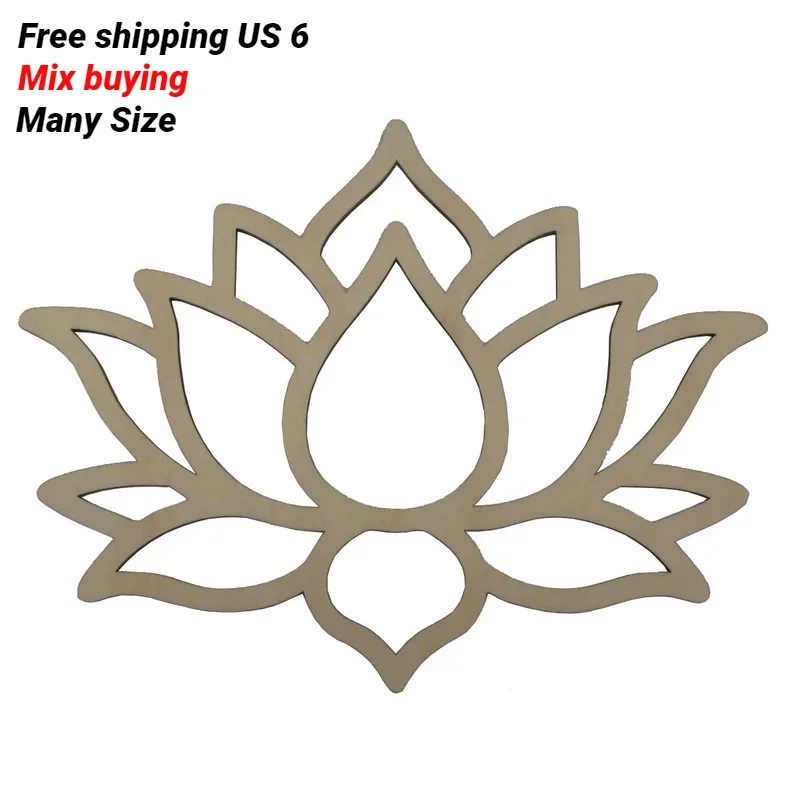 2026 New Premium Unfinished Blank Lotus Flower, Wooden Cutout Shape, Home Decor, Garden Wall, Room Decoration, Water Flower