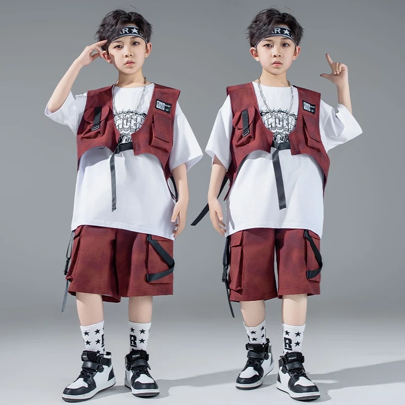 

Summer Boys Girls Jazz Dance Performance Costume Kids Street Dance Suits Drum Hip Hop Dance Clothes Stage Kpop Outfits DW10781
