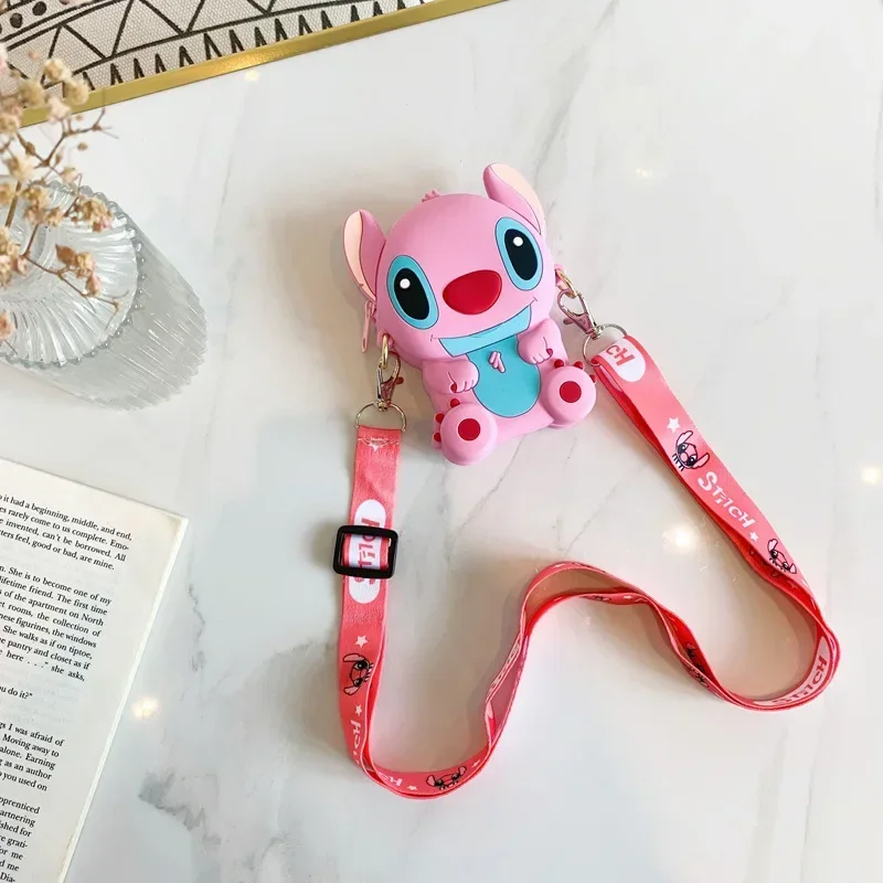 Disney Lilo & Stitch Cartoon Shoulder Bag Anime Figures Stitch Silica Gel Messenger Bags for Boys Girls Mini Bag Kids Gifts