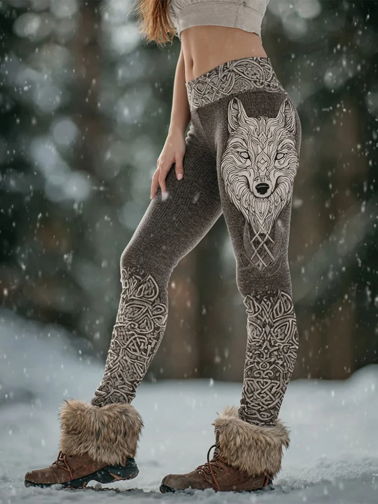 

Snow Wolf 3D Print Women's Leggings Stretchy Workout Leggings Slim Tights Sexy Yoga Pants Trendy Cool Trousers Fashion Clothes