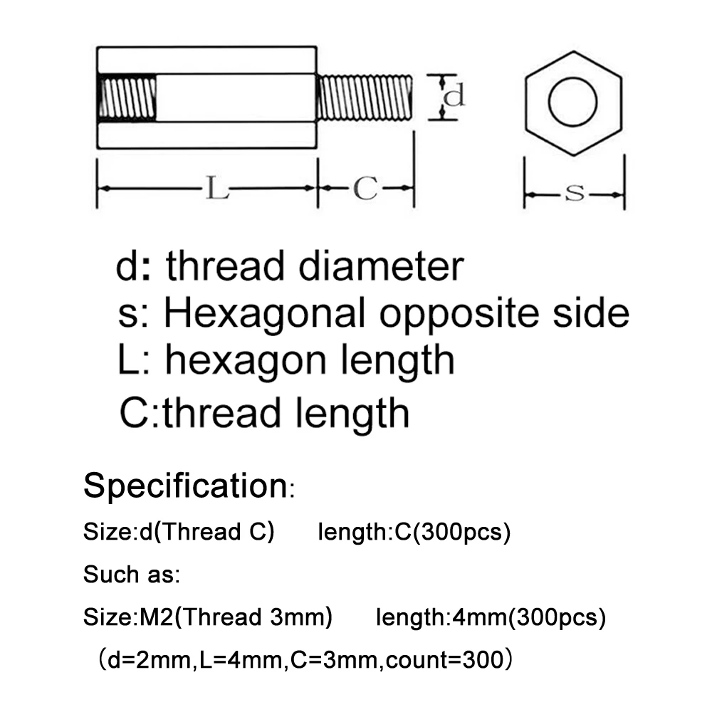 Hex Latão Standoff Coluna Parafuso para PCB, Motherboard Spacer, Computer Circuit Board, Rack Stud, M2, M2.5, M3, M4, M5, M6, Suporte