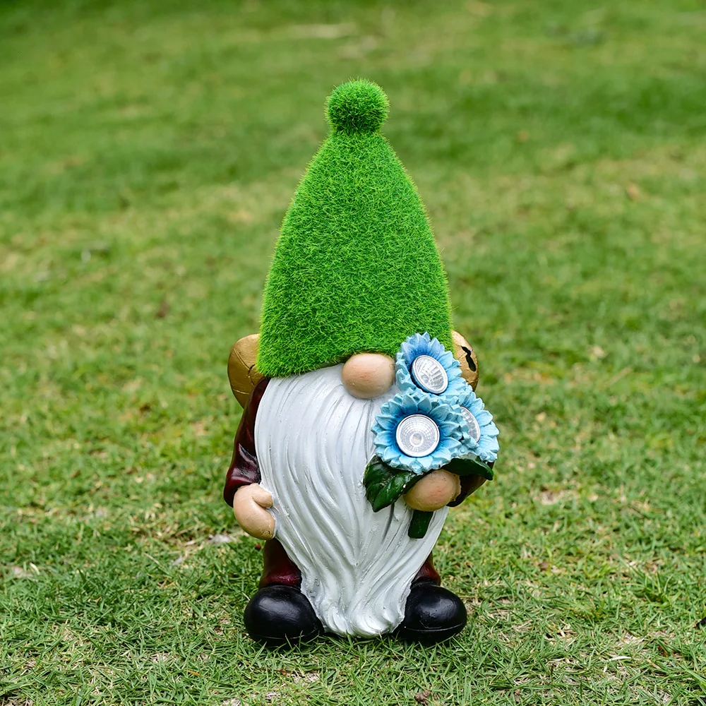 Solar Gnomes Garden Statues, Resin Gnome Figurine and Solar Lights Lantern, Outdoor Yard Art Decorations for Garden Patio Lawn