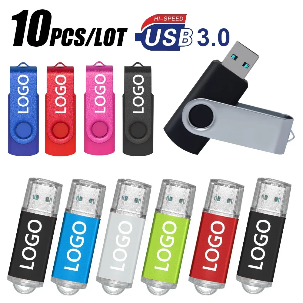 10PCS/lot Colour USB Flash Drive3.0 Pen Drive 8/16/32/64/128GB Pendrive Memory Stick 32GB 64GB USB Stick Gift Free Custom LOGO