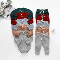 0-24months Unisex Baby Spring Autumn Suit Long Sleeve Romper Pants Set Infant Boys And Girls Casual Outfits