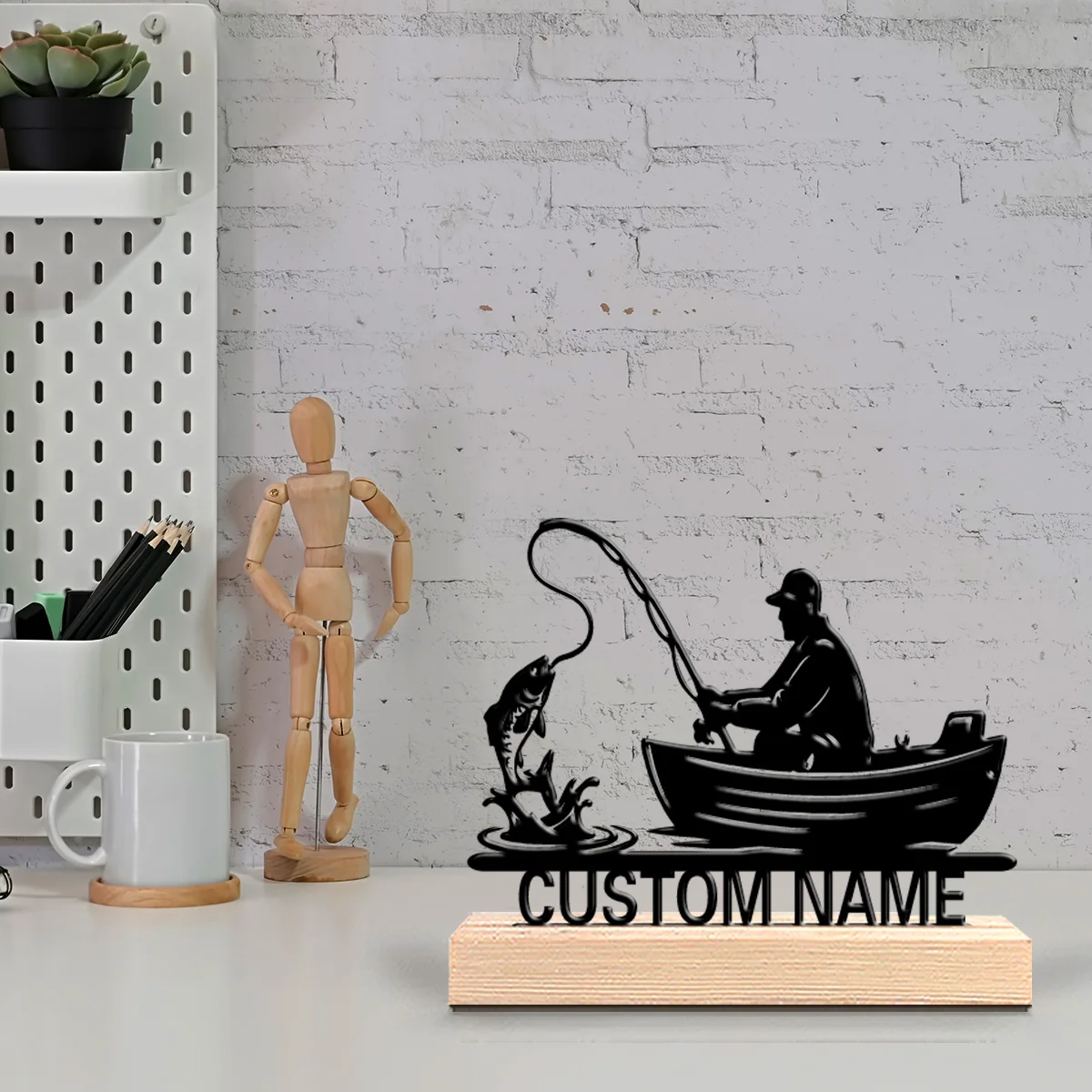 1pc Weird Personalized Custom fishing Metal Statues Suitable For Doctors Medical Staff Desktop Decorative Art Office Decoration