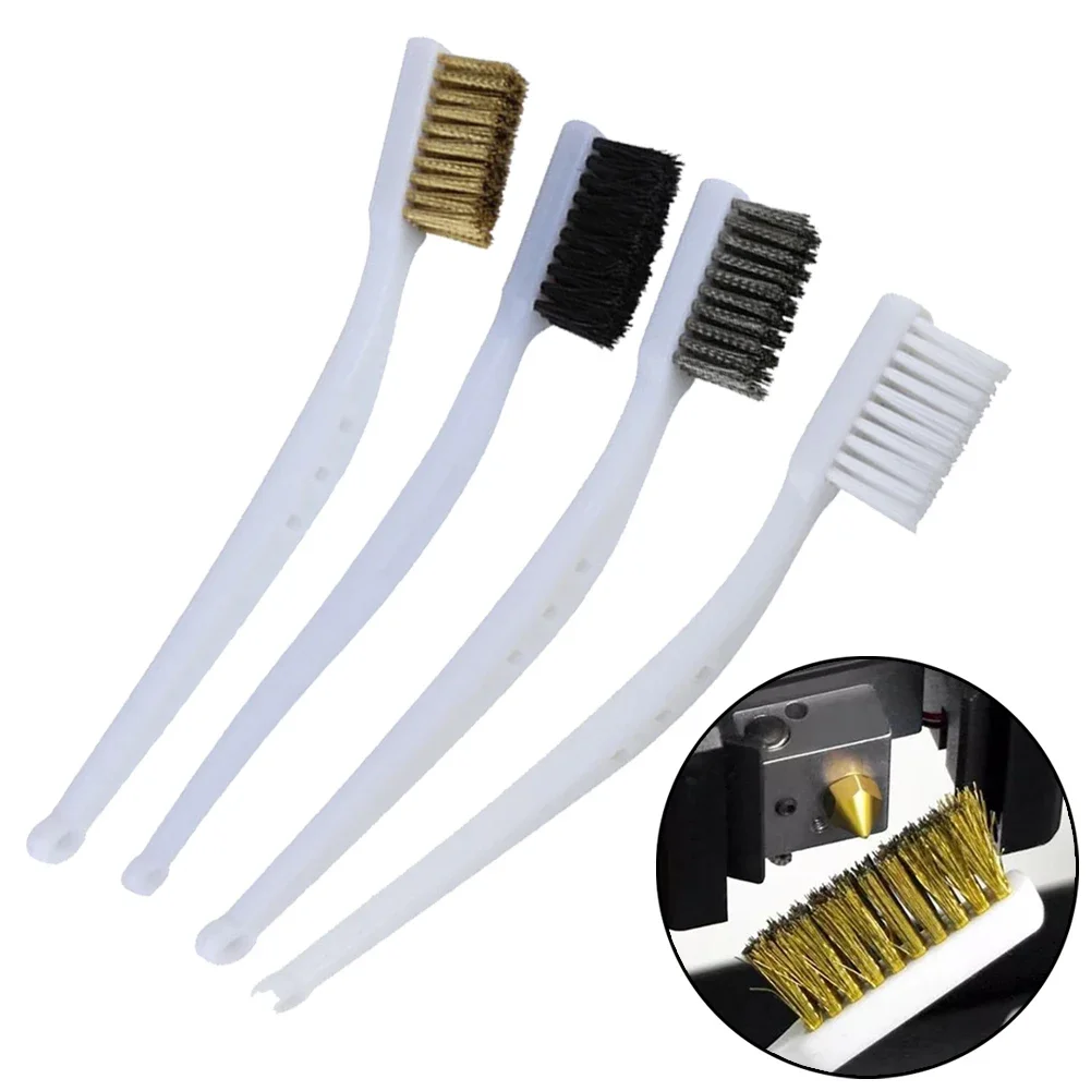 1Pcs Brass Wire Clean Tooth Brush White Plastic Handle Copper Wire Nylon Industrial Carving Metal Hand Rust Removal Tools