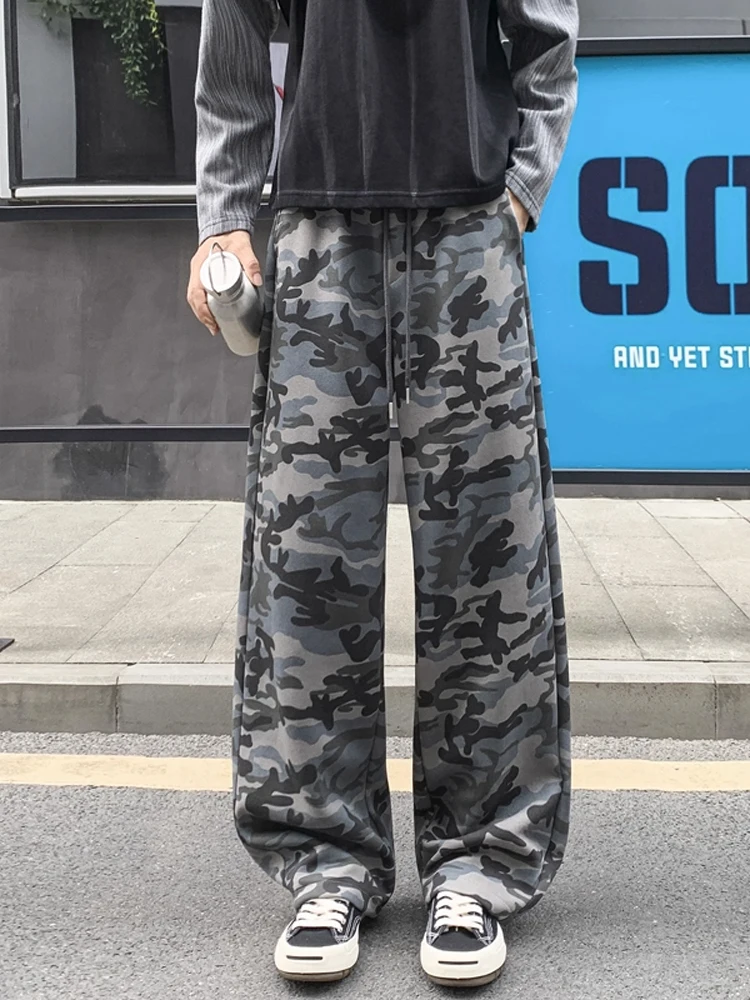 

Cleanfit American Sle Curved Knife Camouflage Pants Men's Loose Straight Leg Fitn Sports Sweatpants Autumn Trend Brand