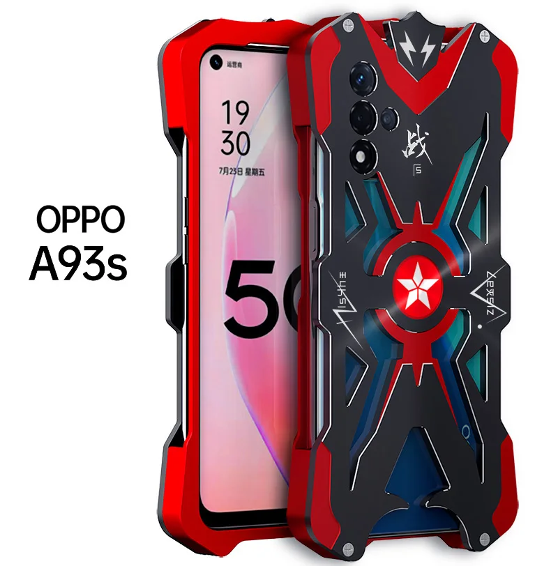 

Metal Steel Machinery Series Cases Thor Punk Aluminum A93S Bumper Armor Defender For OPPO A93s Shockproof Heavy Duty Case Cover