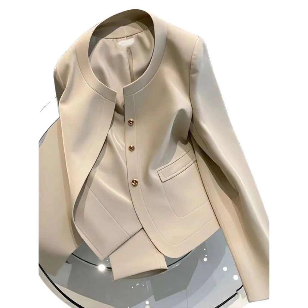 Spring Commuter Jacket for Women 2026 New French Small Suit with High Quality and Temperament Khaki Coat Solid Color Jacket