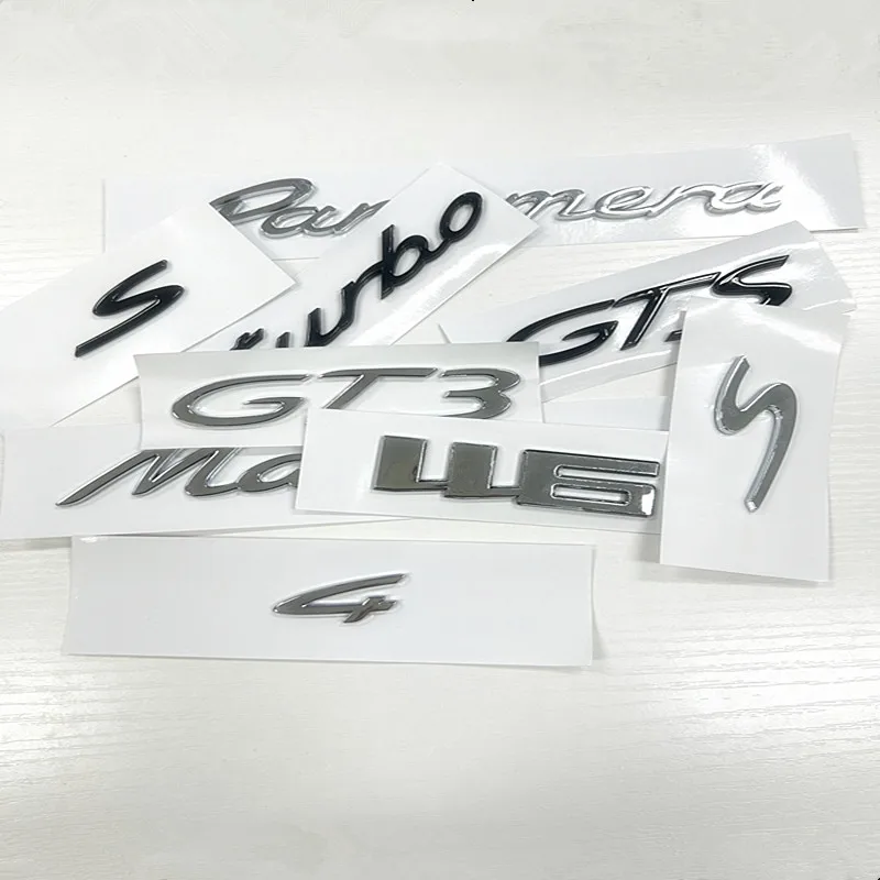 Top Quality 3D Car Letter Trunk Rear Emblem Logo Badge Sticker for Cayenne Panamera Carrera Cayman Taycan electric 911 GT2 RSdie