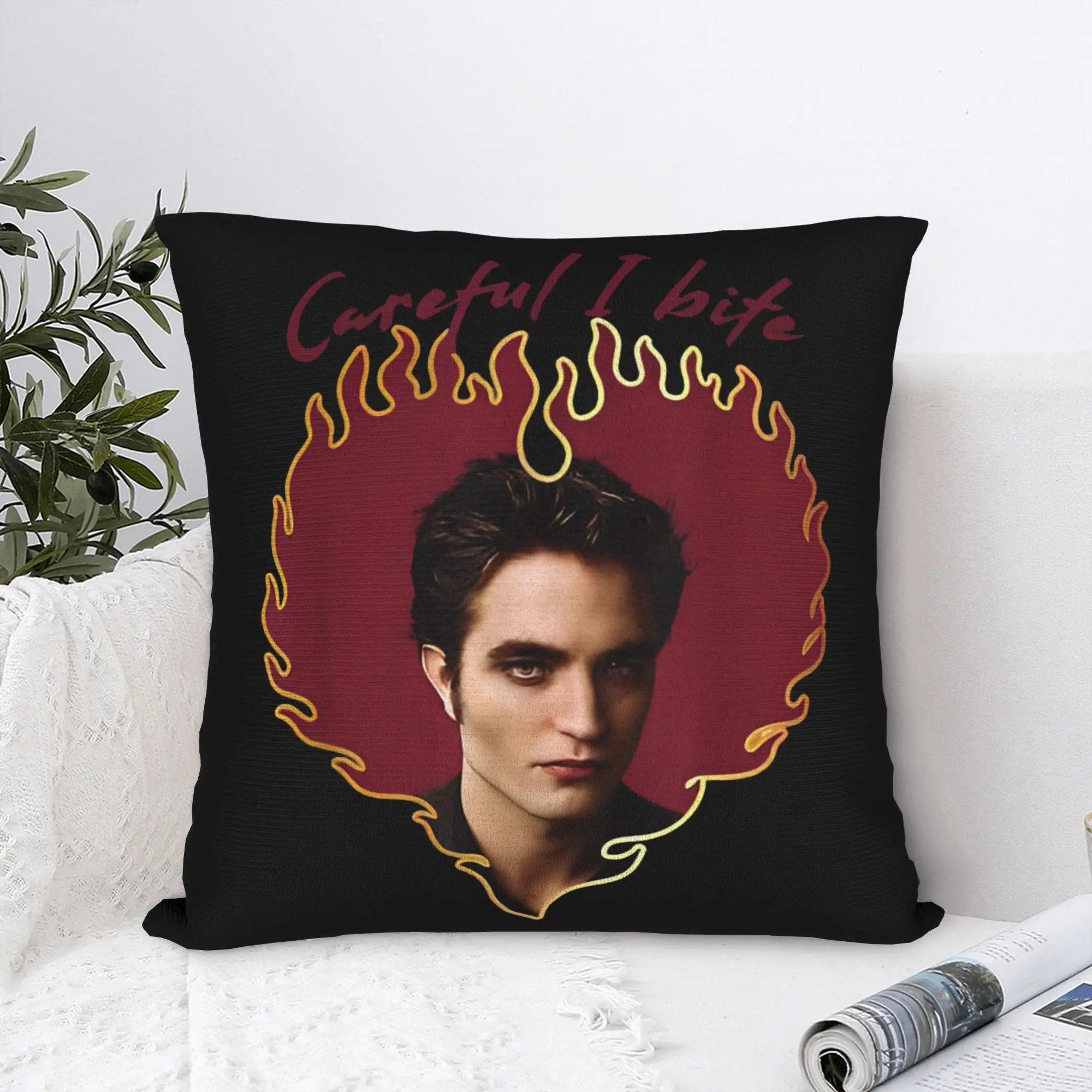 Print Twilights Vampire Edward Cullen Pillowcase Polyester Cushion Cover Decorative Careful I bite Pillow Case Cover Home Square