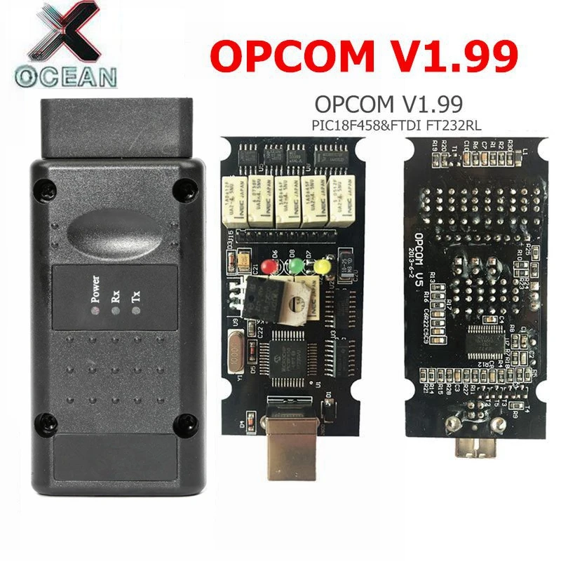 V1.99 OPCOM  for opel OP COM interface with PIC18F458 FTDI FT232RL OP-COM opel Diagnostic scanner professional Opcom 1.99