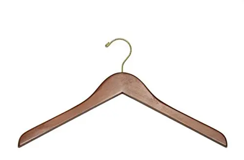 8317Gh Flat Top Hanger With Walnut Finish (No Notches), Gold Hook, 17