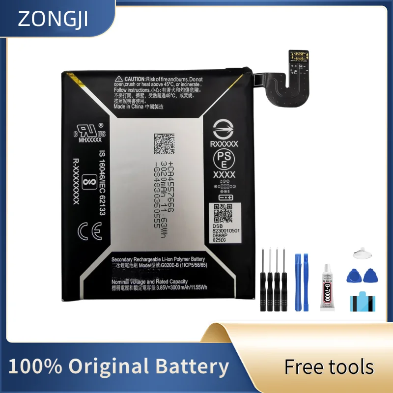 ZONGJI New Compatible Battery For Google Pixel 3A Pixel 3lite Pixel 3 Lite Replacement Rechargeable Battery G020E-B + Free Tools