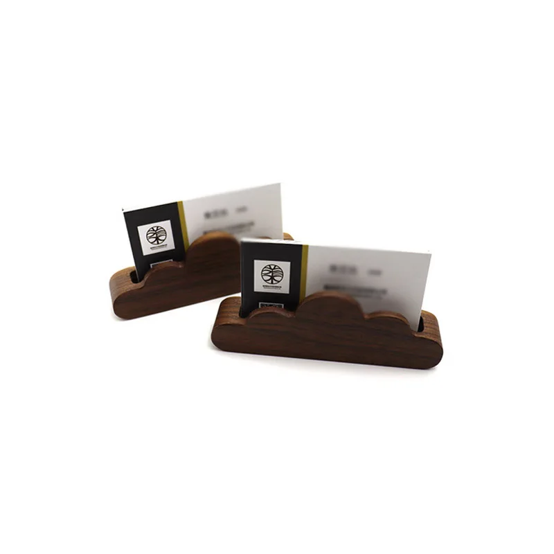 Natural Wood Business Card Holder Pocket Slim Business Card Credit Black Walnut Color Business Magnetic Card Case