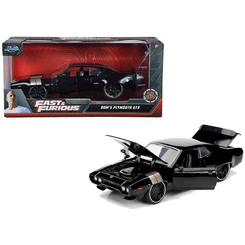 

Jada Simulation Fast & Furious 1:24 Dom's Plymouth GTX Diecast Alloy Car, Toy for Kids and Adults, Black, Standard