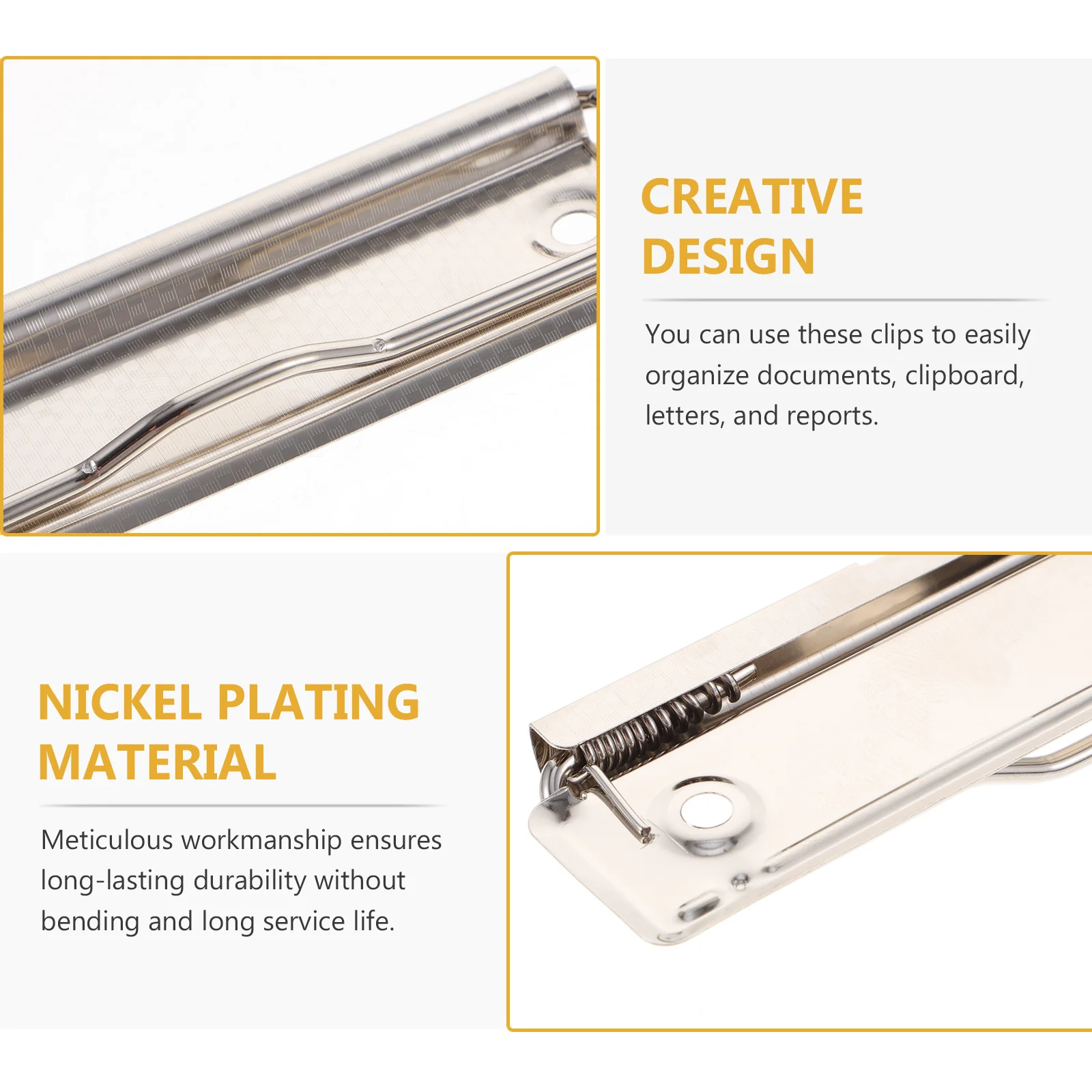 

10Pcs Metal Document Clipboards Clips Riveted Sturdy File Clamps Office School Writing Supplies Clipboards Clips