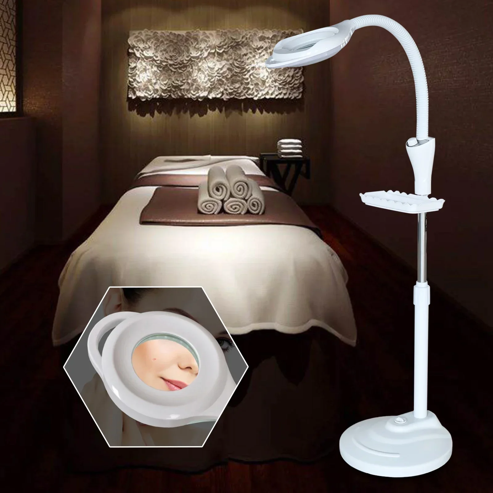 Pro 16X Diopter LED Magnifying Floor Stand Lamp Magnifier Glass Cold Ligth Len Beauty Facial Light For Salon Nail Tattoo 110V