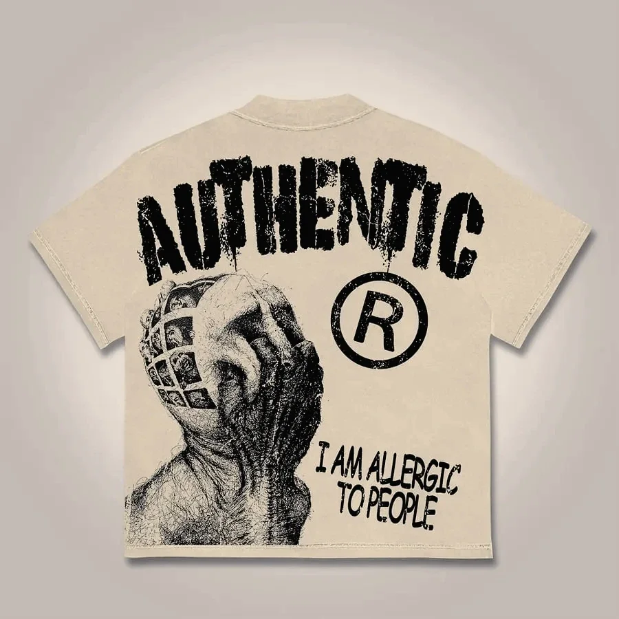 T-shirt con stampa grafica vintage I Am Allergic To People Uomo Donna Y2K Maglietta estiva a maniche corte Streetwear Top