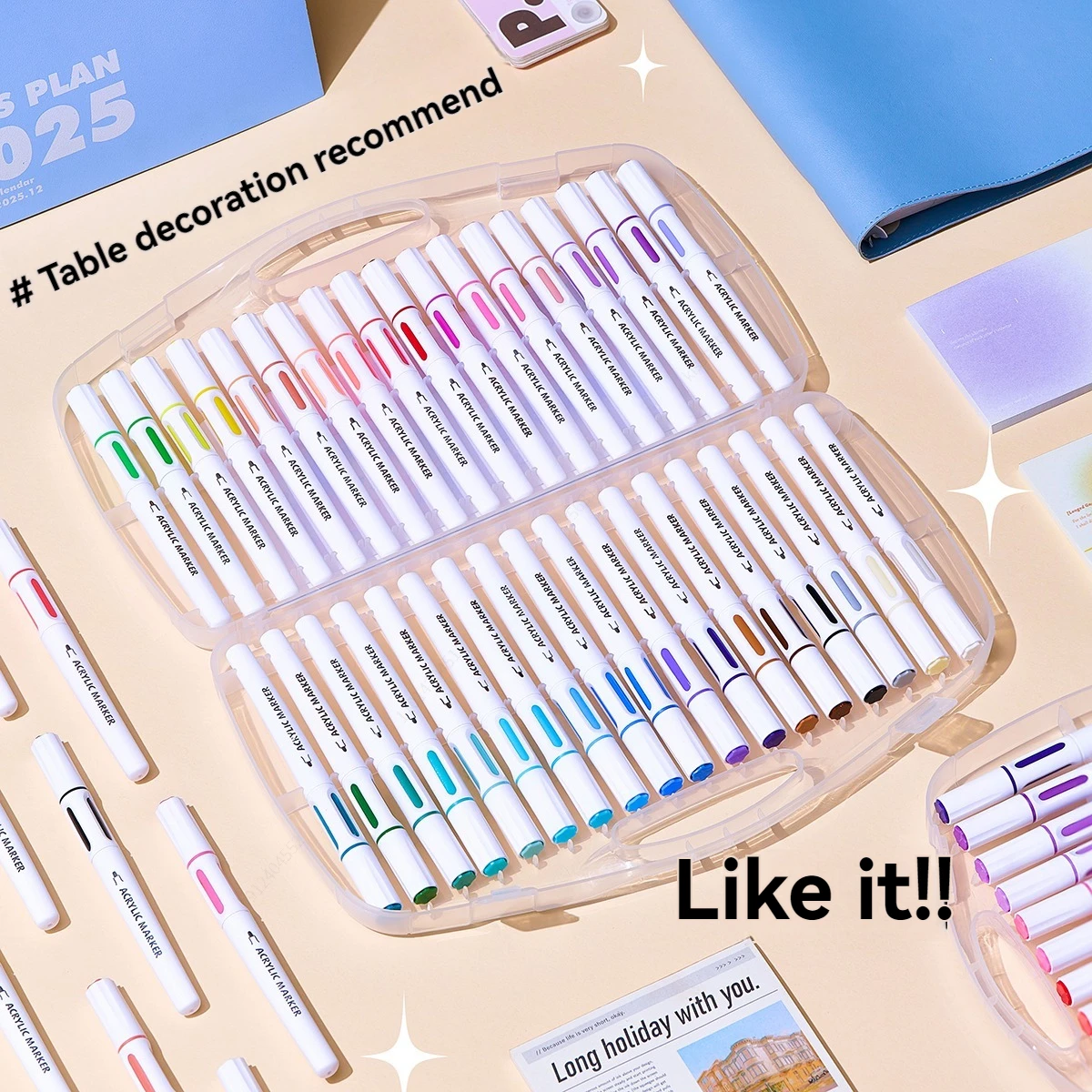 12-36 Farben Wasserlösliche, nicht ausblutende, stapelbare Acrylmarker-Set für Grundschüler - Wasserfeste, farbige Stifte