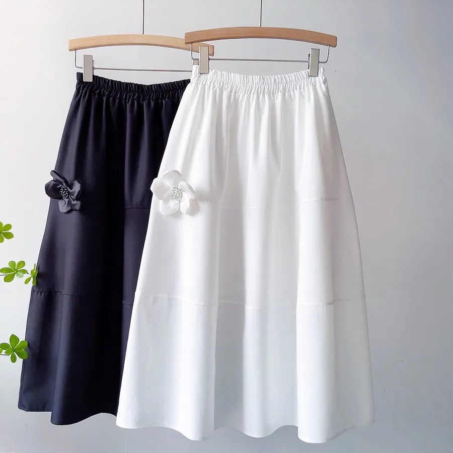 

2022 Spring Summer Women Skirts Slim A-Line Skirts Sweet Elegant Floral Skirts Femme Elastic High Waist Tutu Bud Skirts Outwear