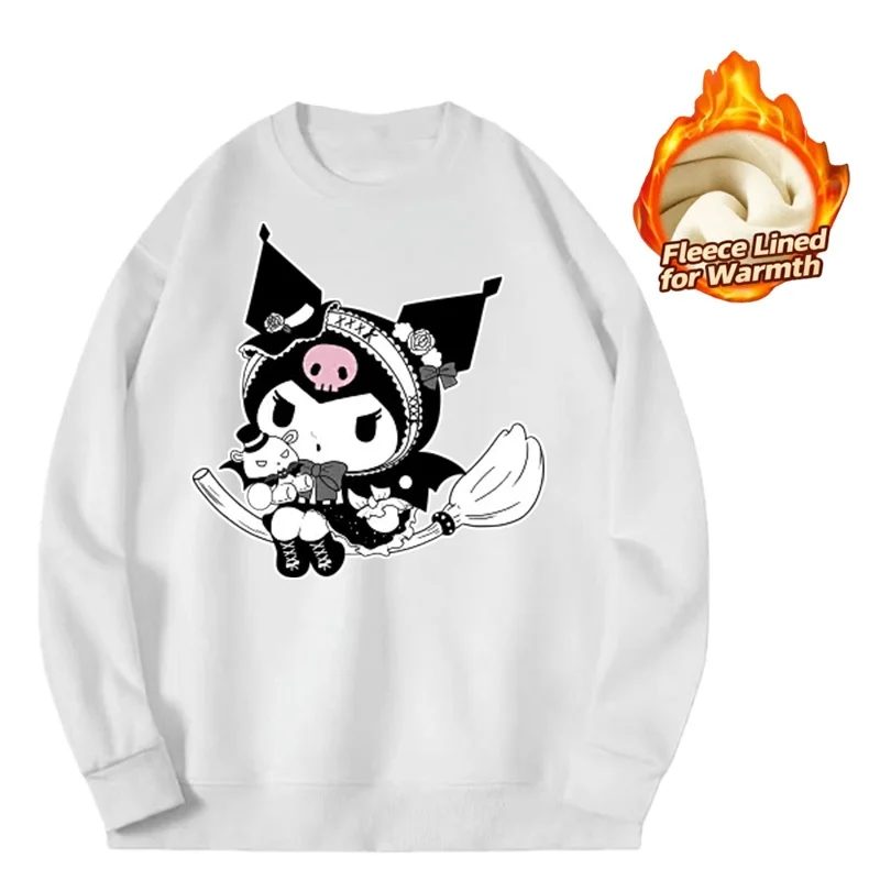 تي شيرت بأكمام طويلة ورقبة دائرية مطبوعة من سلسلة سانريو 2025، تي شيرت لطيف ودافئ مبطن بالصوف برقبة دائرية وأكمام طويلة، 100% قطن #2