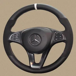 Hand-stitched black suede Genuine Leather non-slip Car Steering Wheel Cover for Mercedes Benz W176 W246 W205 C117 C218 W447