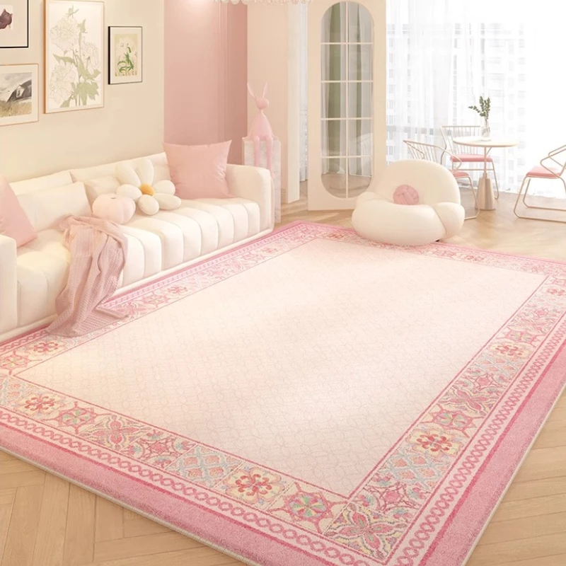 

Pink Flower Living Room Carpet American Light Luxury Bedroom Plush Rug French High Quality Coffee Table Floor Mats Ковер Tapis