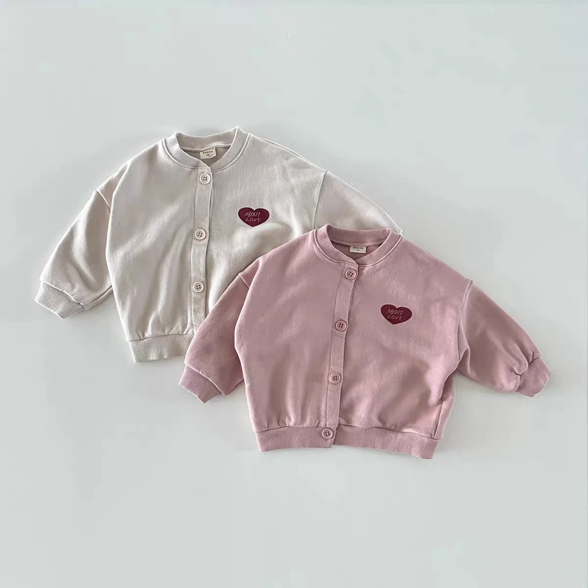 

2025 Autumn New Baby Long Sleeve Cotton Cardigan Infant Girl Heart Print Coat Toddler Casual Jacket Tops Loose Baby Clothes