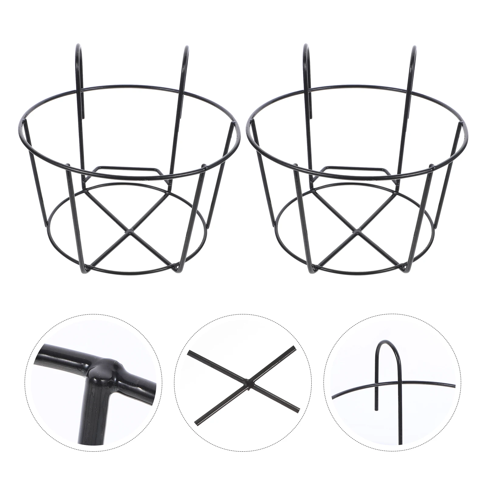 

2pcs Balcony Flower Stand Plant Pot Holder Durable Metal Black Hangers Suitable Table Top Windowsill Kitchen Garden Save Space