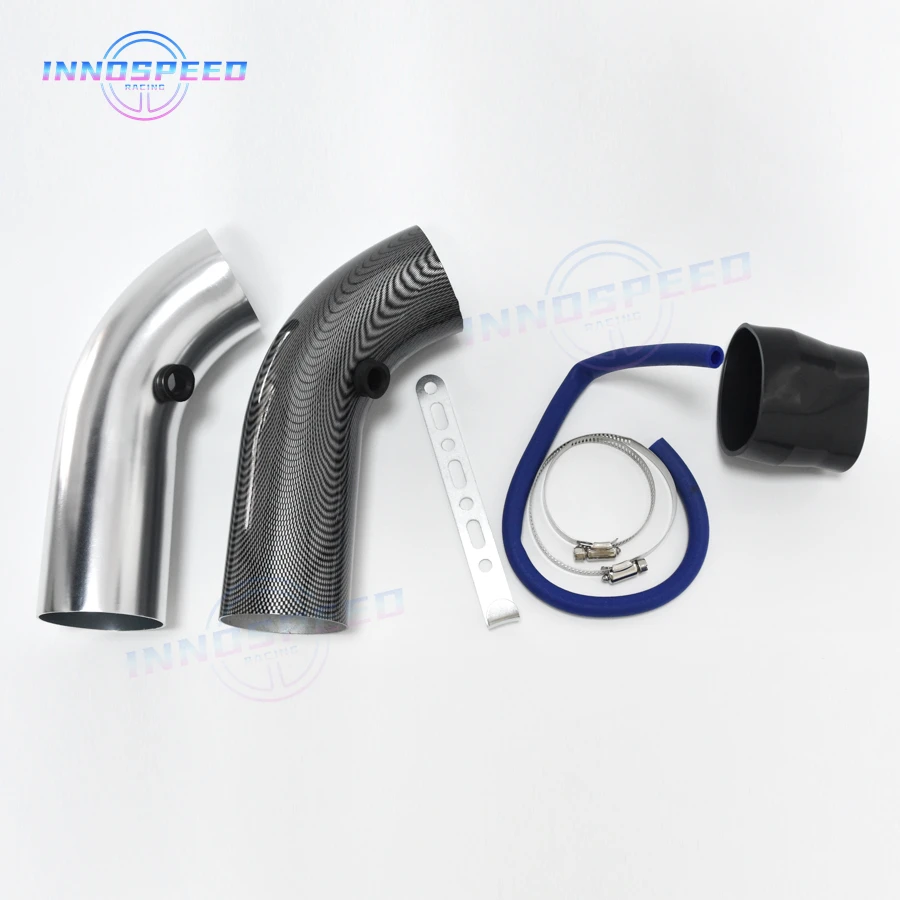 Universal Carbon Look Auto Car Aluminum Cold Air Intake Filter Induction Pipe Power Flow Hose System 3inch 76mm Accessories