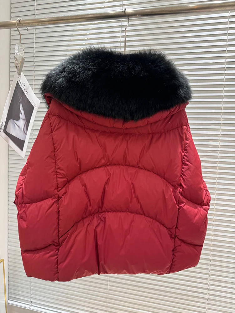 New Fashion Winter Women 90% piumino d'oca naturale vera pelliccia di volpe collo spesso caldo Parka cappotto di pelliccia di lusso