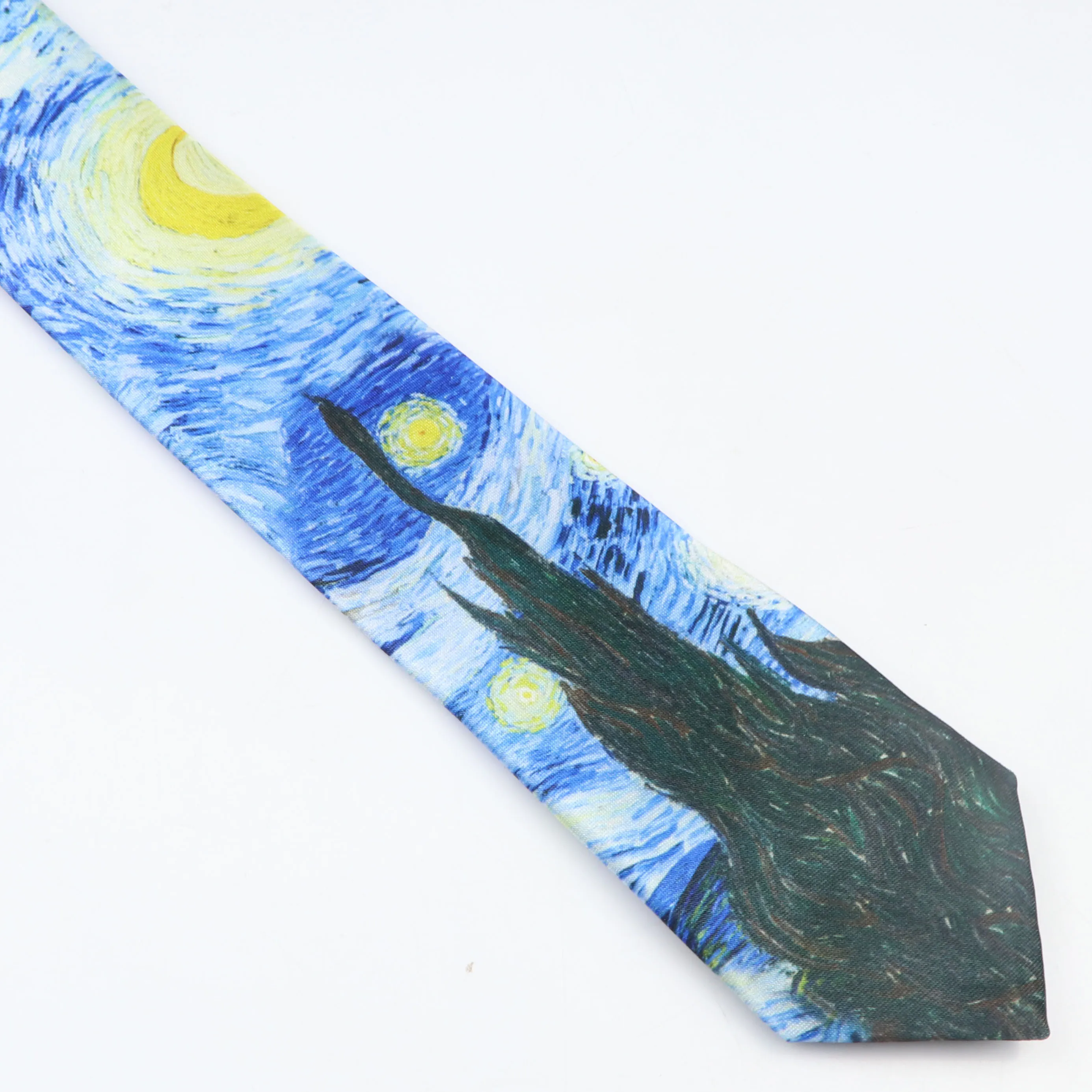 Gravata para pintura a óleo Van Gogh masculina, Star Moon Night, retrô divertido, gravata fina, acessórios, roupa diária, presente de festa de casamento, nova