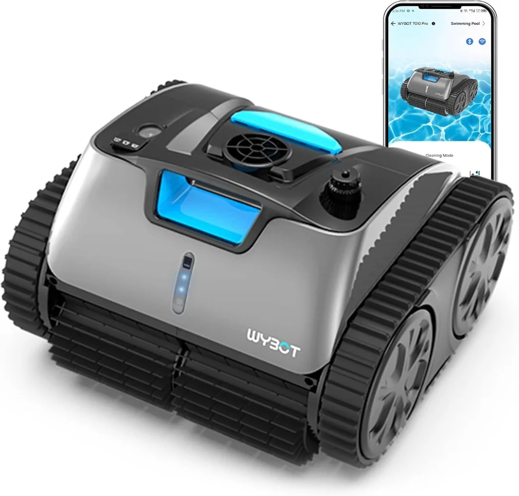 Pro Robotic Pool Cleaner Vacuum with APP Manual Mode Switching & Wall Climbing 65W Suction Power 150 Mins 1614 sq.ft