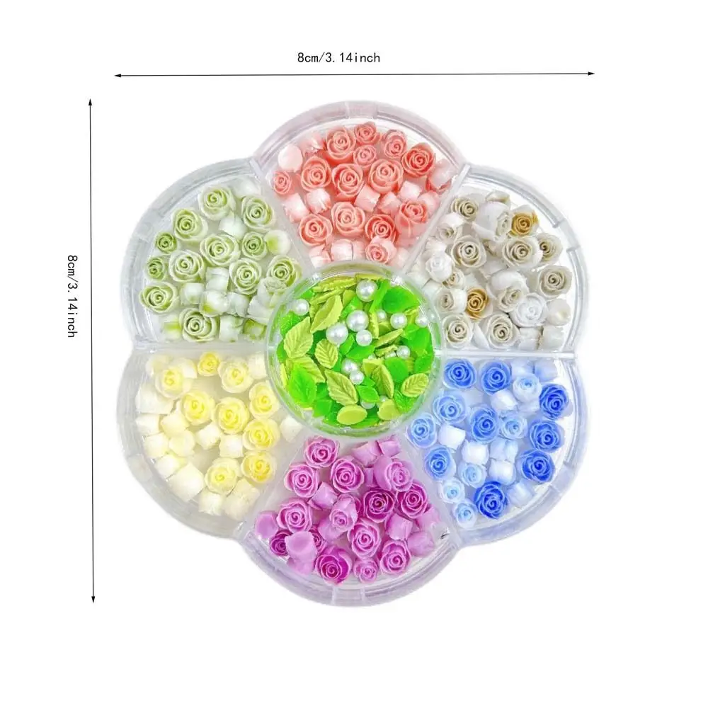 Pink Rose Flower Rose Nail Decorations Camellia Leaves DIY Nail Charms Rose Nail Accessories Mixed Pearl Beads Green