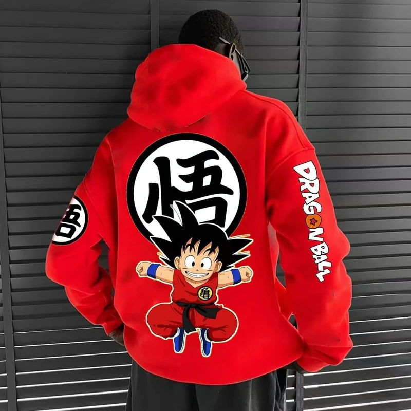 

Свитер с капюшоном Dragon Ball Joint, мужской анимационный периферийный свитер с длинными рукавами Wukong, брендовая свободная толстовка большого размера с героями мультфильмов Tide