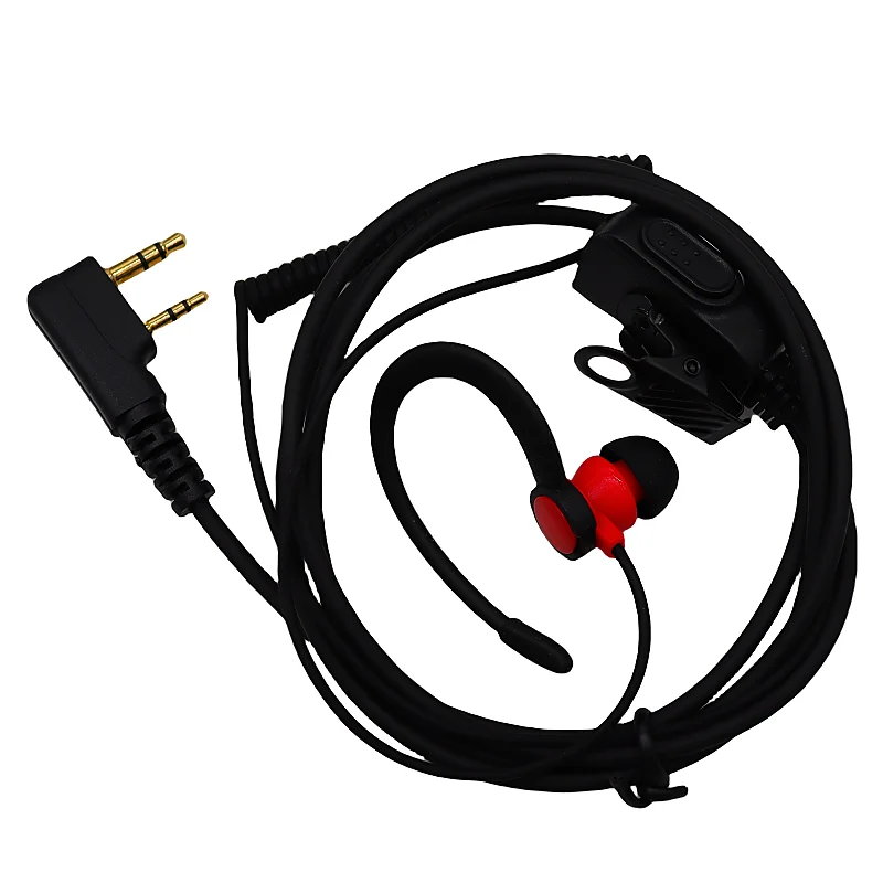 Two-Way Radio with 2 Pins Walkie-Talkie Headset with Ear Hook PTT Microphone Compatible with Baofeng UV-5R Kenwood Retevis