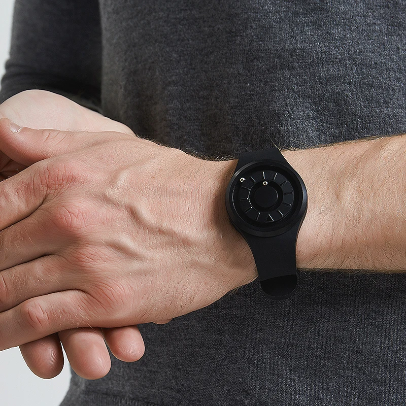 EOEO الرجال المغناطيسي الصلب الكرة الساعات الكوارتز ساعات المعصم للرجال موضة المطاط حزام الرياضة مقاوم للماء ساعة Reloj Hombre