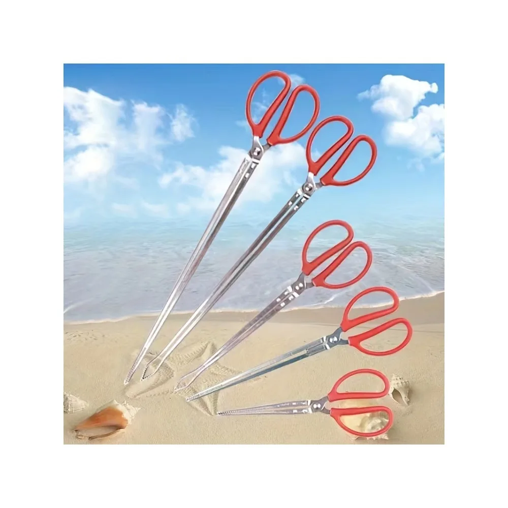 1pc Stainless Steel Multifunctional Crab and Lobster Clip with Non-Slip Reinforced Grip for Kitchen Cooking and Barbecue