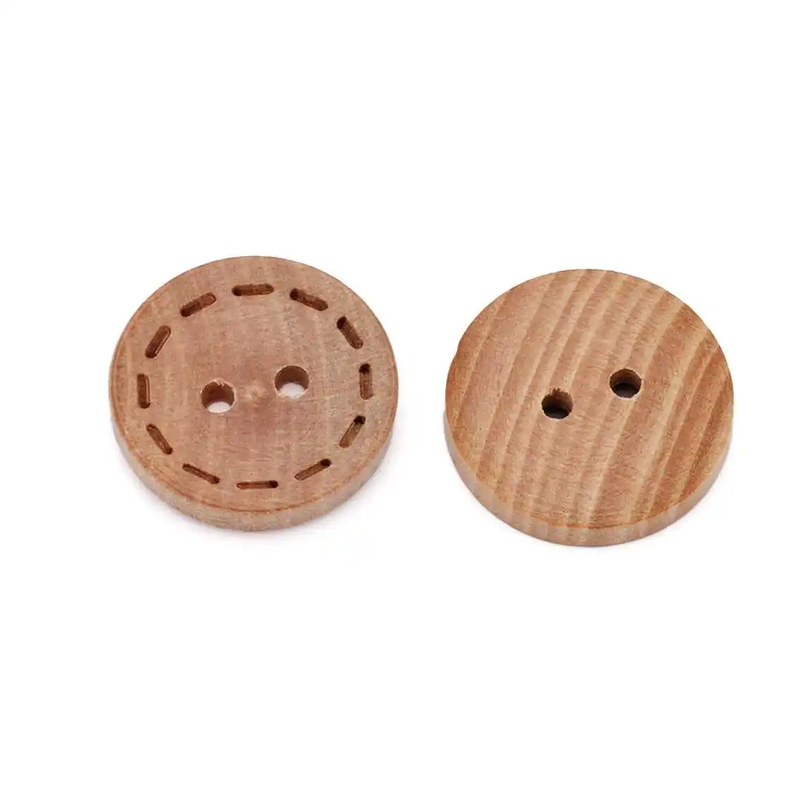 2-Hole Bowl-Shaped Natural Wood Buttons Unpainted Natural Grain Laser Engraved Hardwood 10pcs/Pack for Sewing DIY Crafts