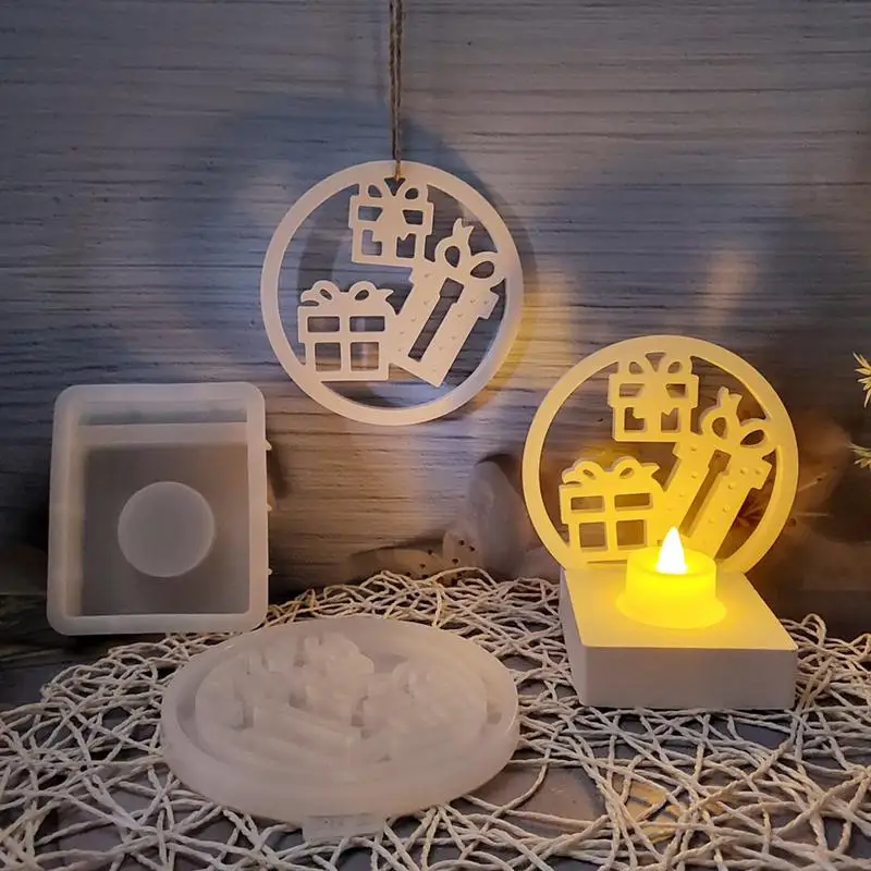 Christmas Present Box Mould Silicone Tealight Candle Holder Silicone Mold For Art Crafts Tools & Home Decoration Creative