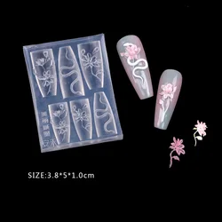 TSZS 1pc Rose Tulip Flower 3D Acrylic Nail Mold DIY Silicone Snake Lotus Bow Nail Art Mold Manicure Tool
