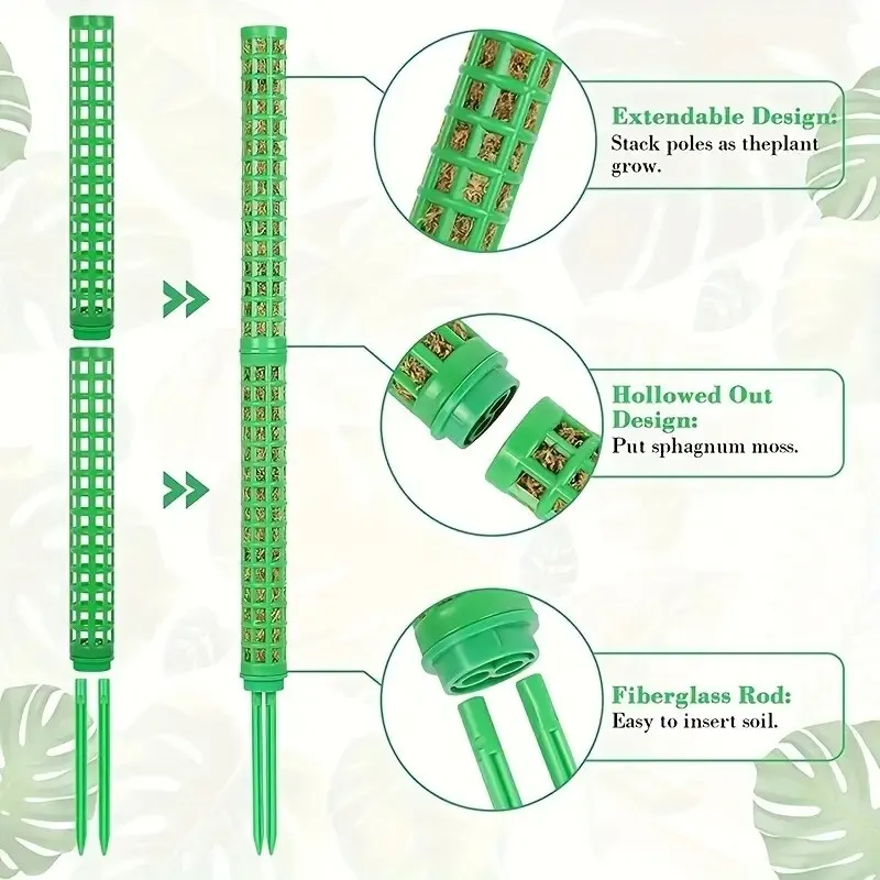 2 plastikowe słupy do mchu, kołki do rośliny doniczkowe, słupy do mchu dla roślin Monstra i słupy do mchu wodnego