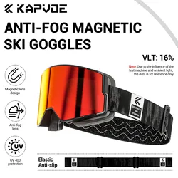 Kapvoe Photochromic Snow Goggles Ski Snowboard Anti-Fog Mask for Men Women Eyewear UV400 Protection Glasses Snowmobile Winter