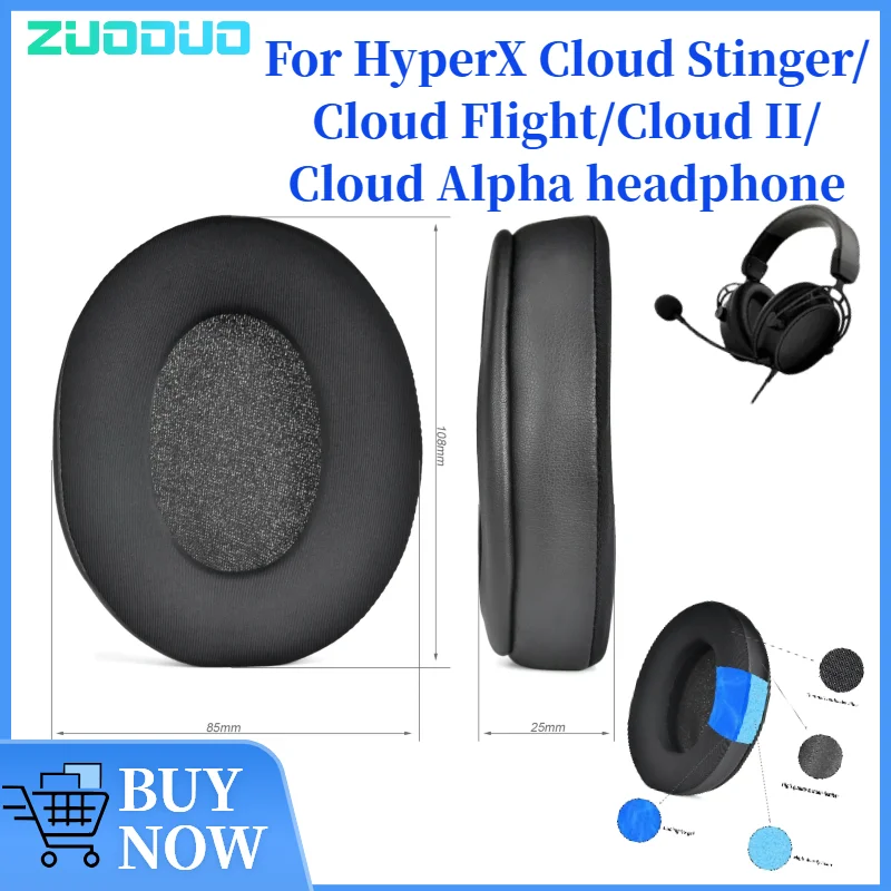 

ZUODUO Cooling-Gel earpads for HyperX Cloud Stinger/Cloud Flight/Cloud II/Cloud Alpha Ear Pads Cooling-Gel Noise Isolation