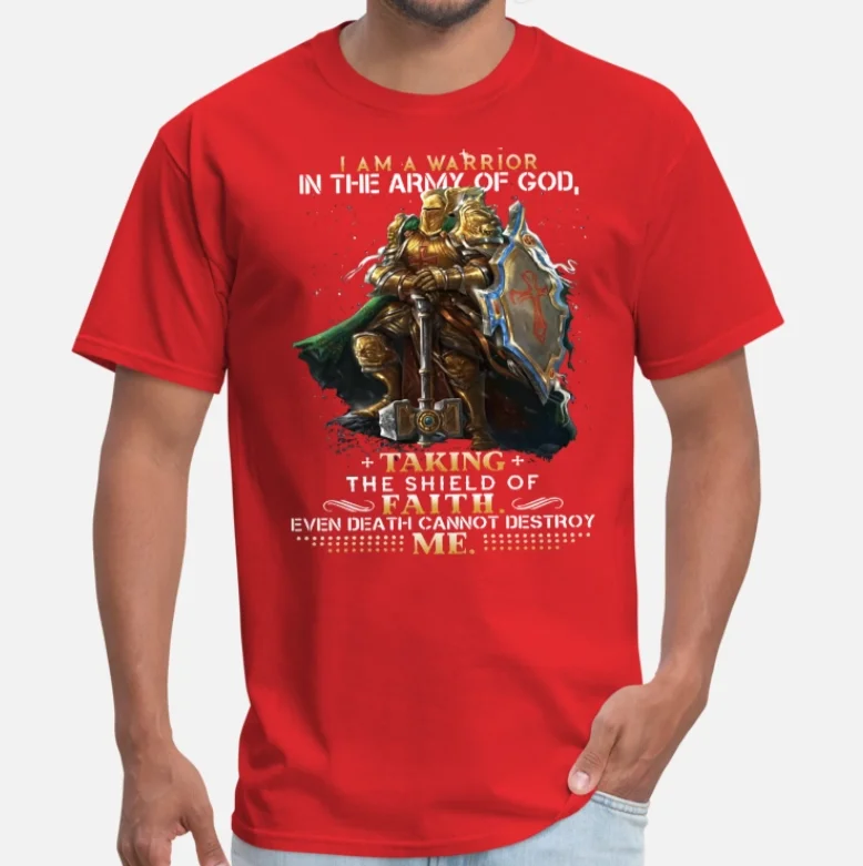 God Army Warrior Taking Shield Knights Templar Crusaders Faith T-Shirt Summer Cotton Short Sleeve O-Neck Mens T Shirt New S-3XL