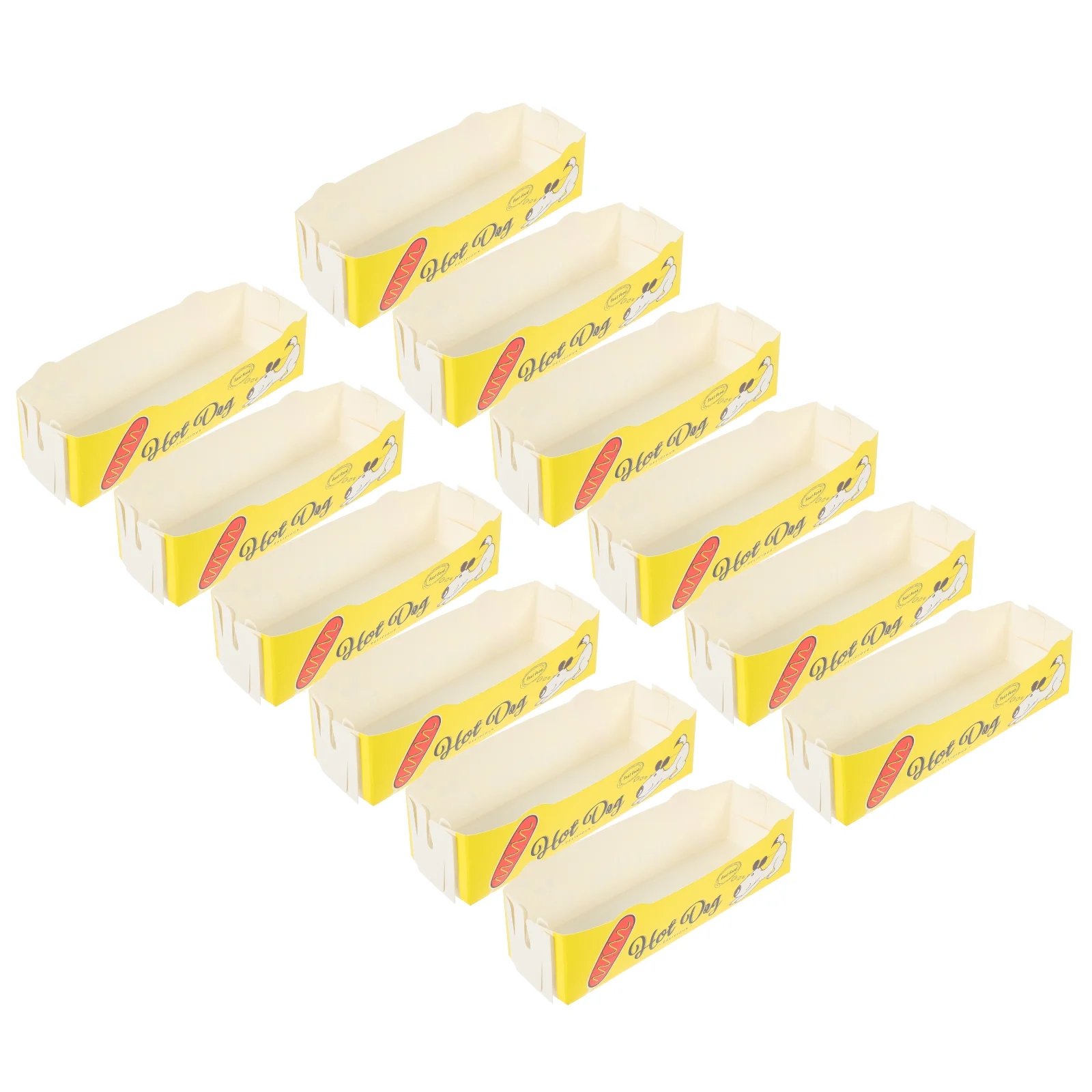 50pcs Disposable Paper Food Serving Tray Foldable Coating Snack Open Box Hot Dog Fries Chicken Box