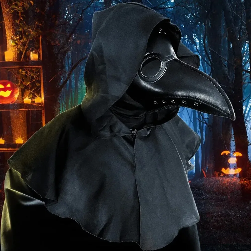 New Halloween Plague Doctor Shawls Cosplay Costume Props Medieval Steampunk Terror Masks Adult Reaper Cloak Cosplay Black Hat